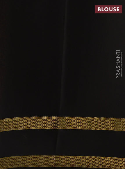 Mustard Yellow & Coffee Brown Pure Mysore Silk - Checks