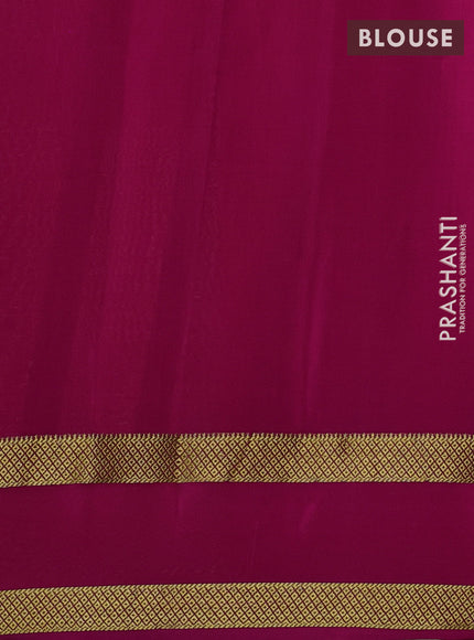 Cream & Pink Pure Mysore Silk - Checks