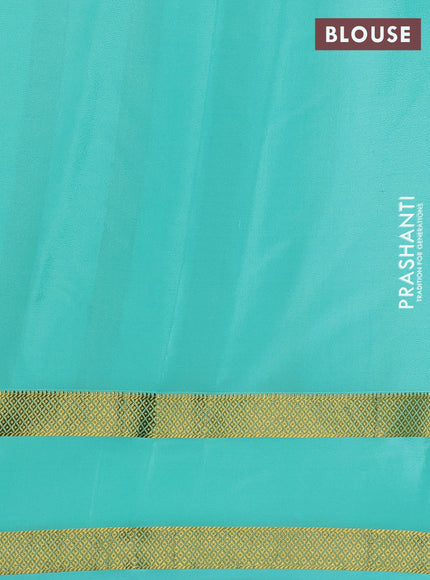 Bottle Green & Teal Green Pure Mysore Silk - Checks