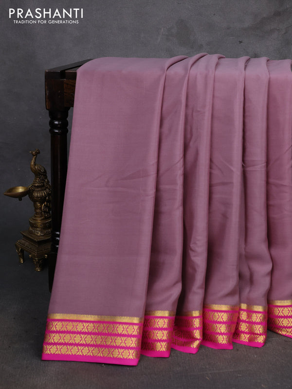 Grey & Pink Pure Mysore Silk Saree