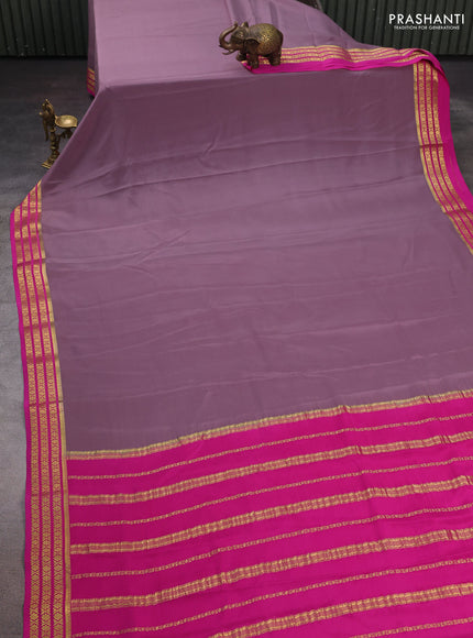 Grey & Pink Pure Mysore Silk Saree