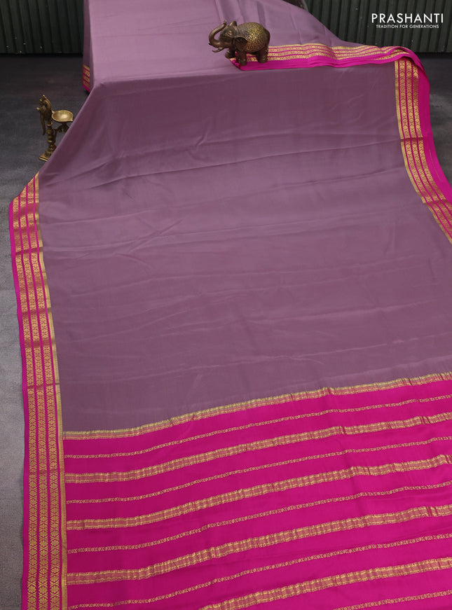 Grey & Pink Pure Mysore Silk Saree