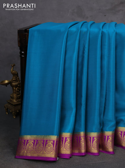 Blue & Purple Pure Mysore Silk Saree
