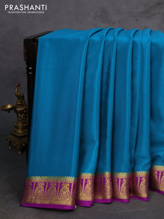 Blue & Purple Pure Mysore Silk Saree