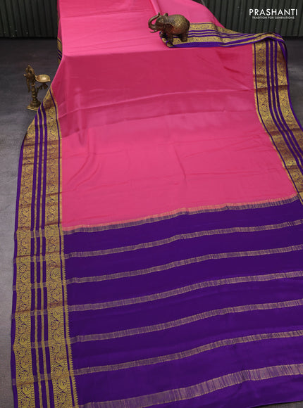 Pink & Violet Pure Mysore Silk Saree
