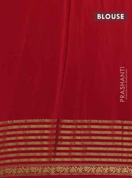 Grey & Red Mysore Silk - Applique Work