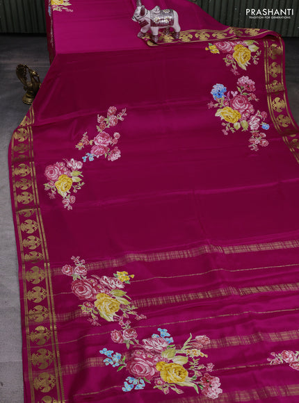 Pink Mysore Silk - Applique Work