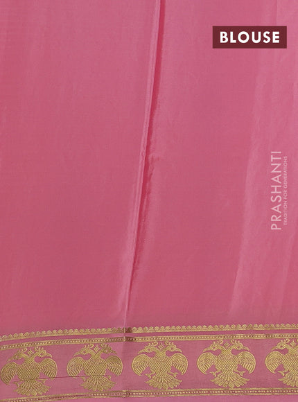 Peach Pink Mysore Silk - Applique Work