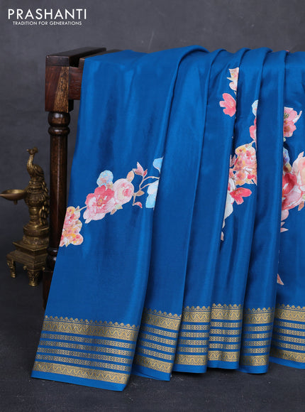 Cs Blue Mysore Silk - Applique Work