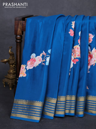 Cs Blue Mysore Silk - Applique Work