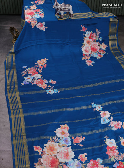 Cs Blue Mysore Silk - Applique Work