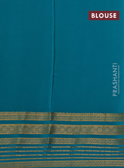 Wine & Teal Green Mysore Silk - Applique Work