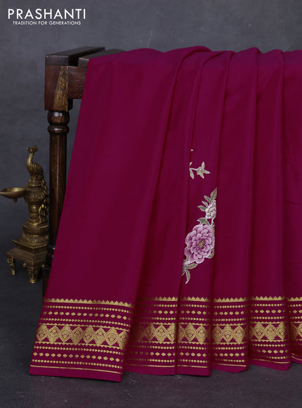 Pink Mysore Silk - Applique Work