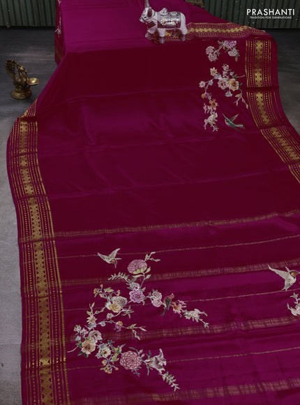 Pink Mysore Silk - Applique Work
