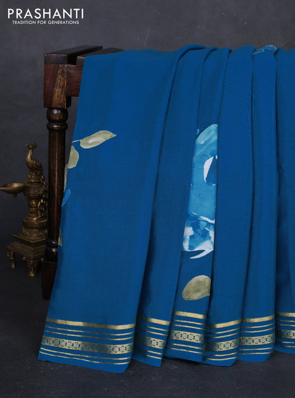 Cs Blue Mysore Silk - Applique Work