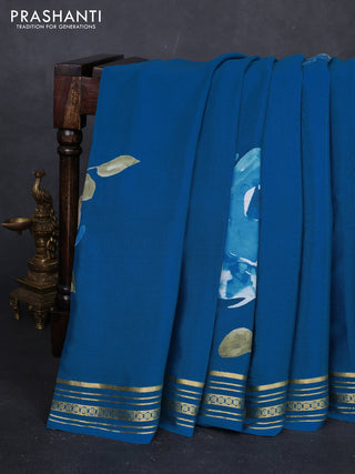Cs Blue Mysore Silk - Applique Work