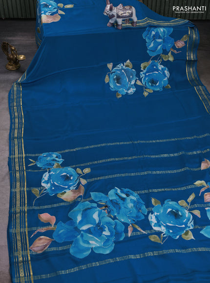 Cs Blue Mysore Silk - Applique Work