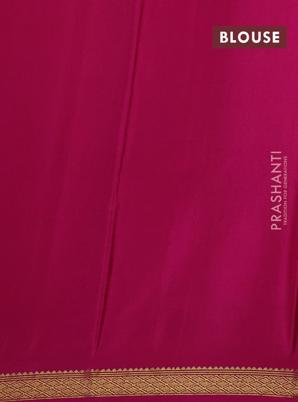 Lime Green & Pink Mysore Silk - Applique Work