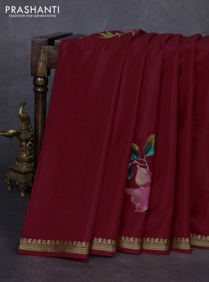 Red Mysore Silk - Applique Work