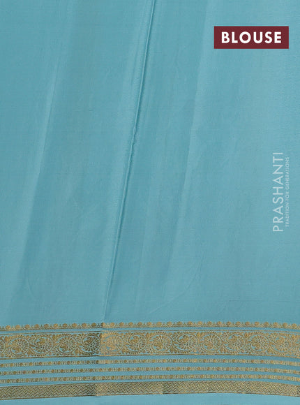 Teal Blue Mysore Silk - Applique Work