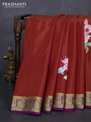 Orange & Purple Mysore Silk - Applique Work