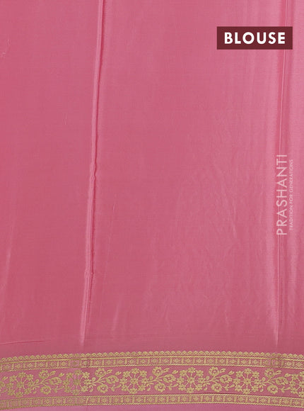 Peach Pink Mysore Silk - Applique Work