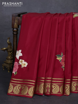 Red Mysore Silk - Applique Work