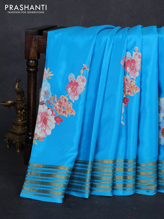 Sky Blue Mysore Silk - Applique Work