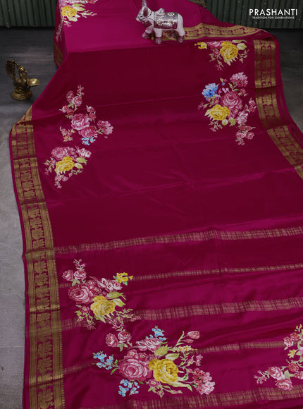 Pink Mysore Silk - Applique Work