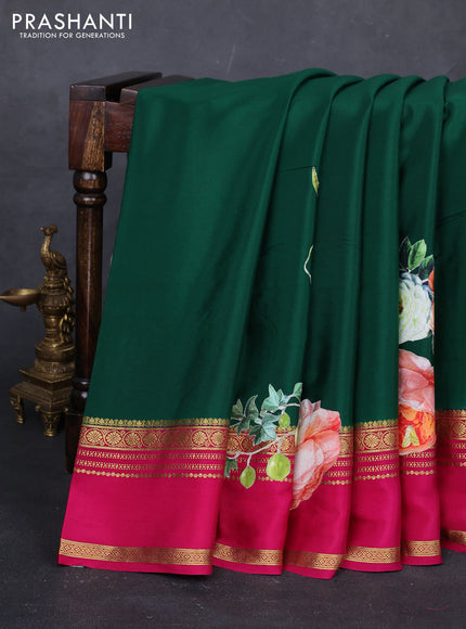 Green & Pink Mysore Silk - Applique Work