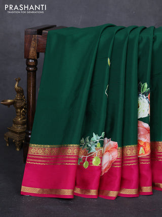 Green & Pink Mysore Silk - Applique Work