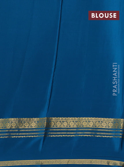 Mustard Yellow & Cs Blue Mysore Silk - Applique Work