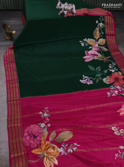 Green & Pink Mysore Silk - Applique Work