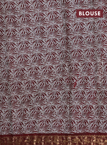 Black & Maroon Semi Maheshwari Cotton Saree