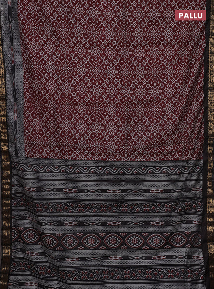 Maroon & Black Semi Maheshwari Cotton Saree