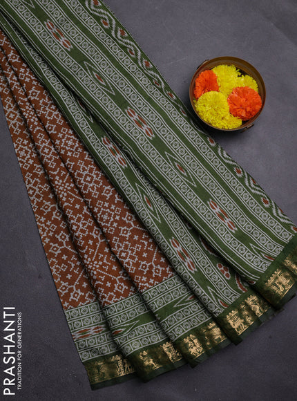 Mustard Yellow & Green Semi Maheshwari Cotton Saree