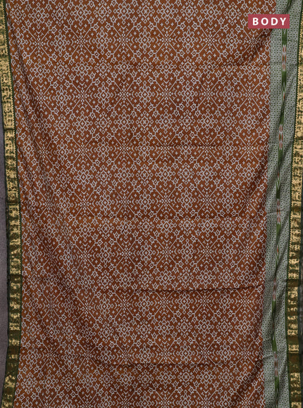 Mustard Yellow & Green Semi Maheshwari Cotton Saree