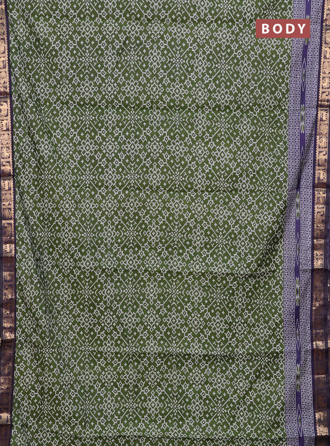 Green & Navy Blue Semi Maheshwari Cotton Saree