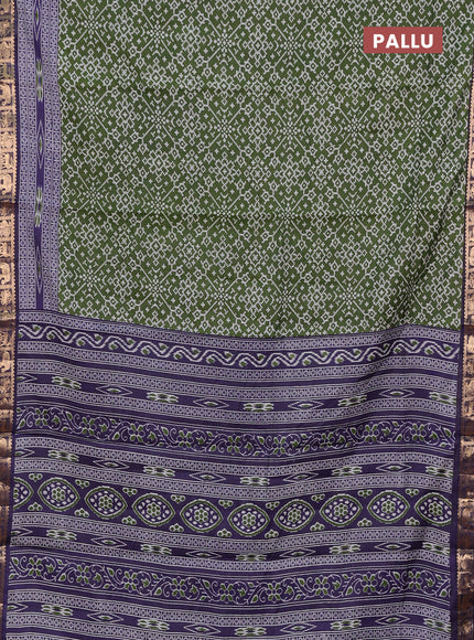 Green & Navy Blue Semi Maheshwari Cotton Saree