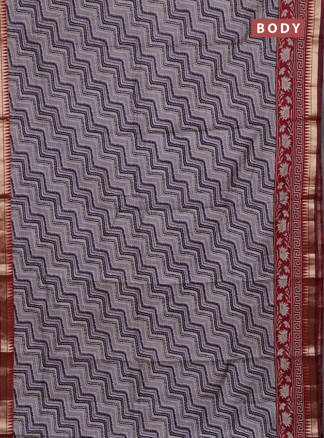 Blue & Maroon Semi Maheshwari Cotton Saree