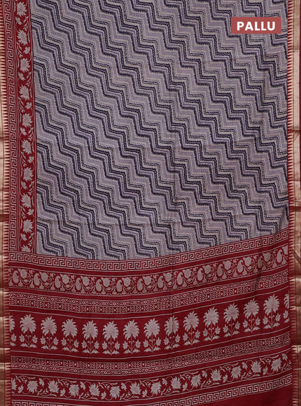 Blue & Maroon Semi Maheshwari Cotton Saree