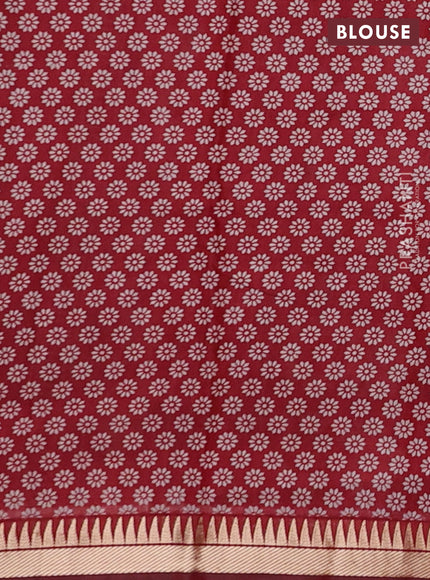 Blue & Maroon Semi Maheshwari Cotton Saree