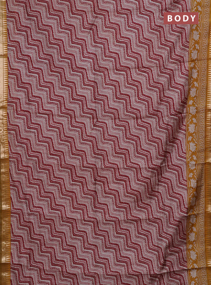 Red & Mustard Yellow Semi Maheshwari Cotton Saree