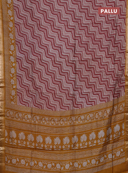 Red & Mustard Yellow Semi Maheshwari Cotton Saree