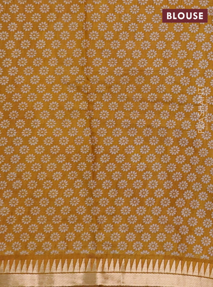 Red & Mustard Yellow Semi Maheshwari Cotton Saree