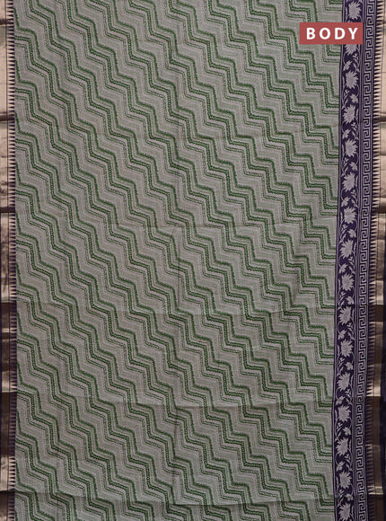 Green & Navy Blue Semi Maheshwari Cotton Saree