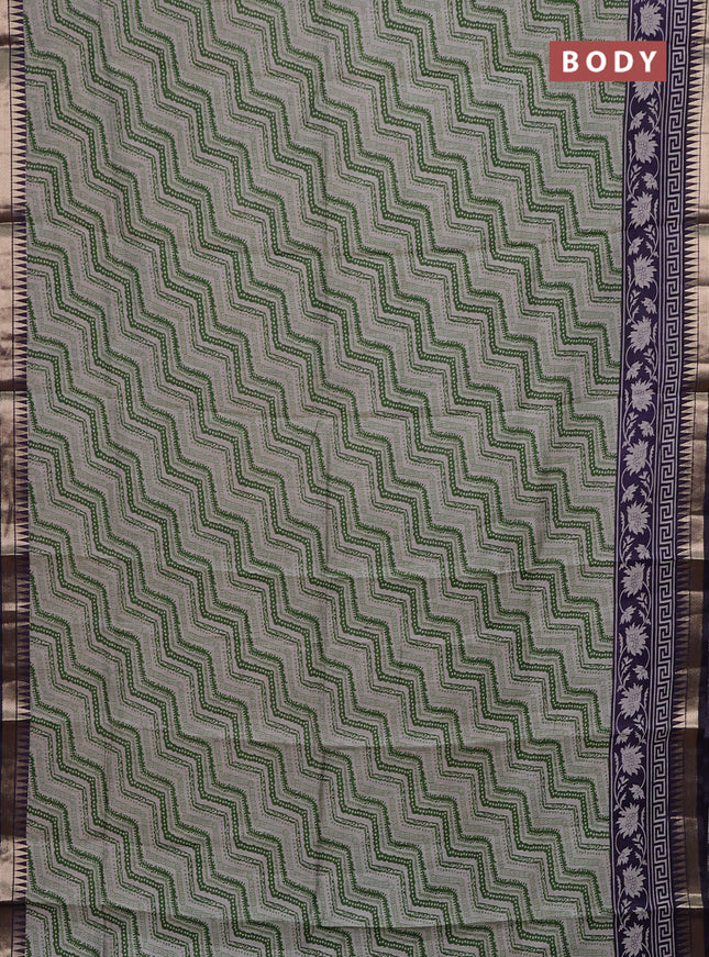 Green & Navy Blue Semi Maheshwari Cotton Saree