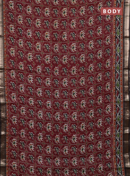 Maroon & Black Semi Maheshwari Cotton Saree