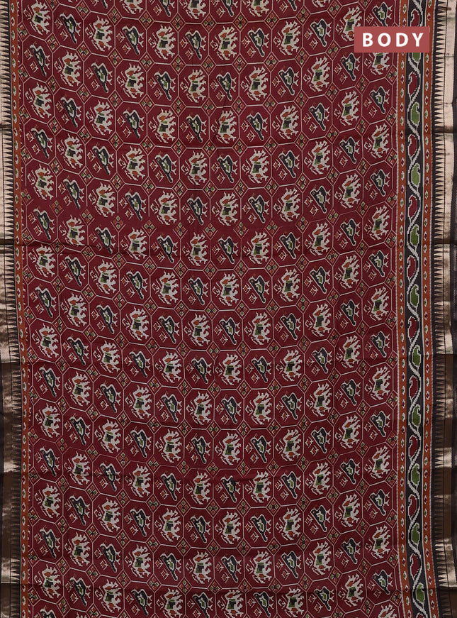 Maroon & Black Semi Maheshwari Cotton Saree