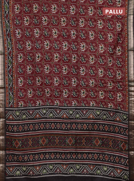 Maroon & Black Semi Maheshwari Cotton Saree